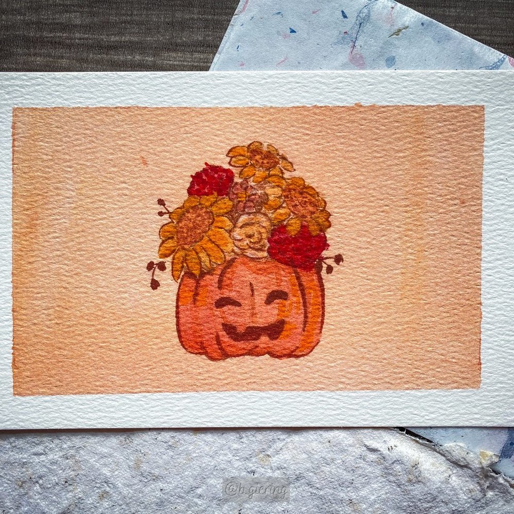 Watercolor Fall Pumpkin Bouquet Print (6x4)